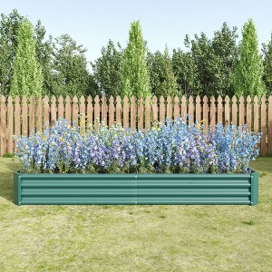 Raised Garden Bed Kit - Metal Raised Bed Garden 7.6x3.7x0.98ft for Flower Planters, Vegetables Herb Silver - 1 of 4