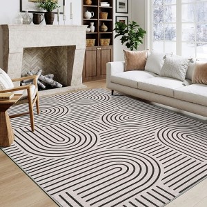 Modern Abstract Rug Washable Rug Non Slip, Low Pile Thin Foldable Mat - 1 of 4