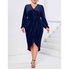 Coolmee Plus Size Maxi Dresses for Curvy Women Casual V Neck Wrap Bodycon Lantern Long Sleeve Criss Cross Pleated Long Dress - 2 of 4
