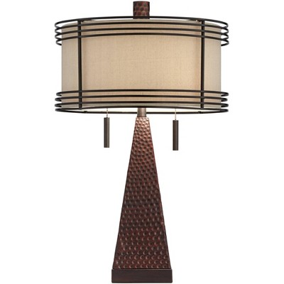 26" Hammered Bronze Industrial Table Lamp with USB Port