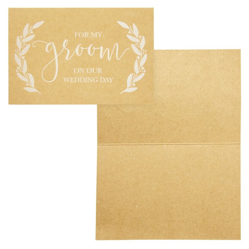 Pipilo Press 2 Pack Brown Kraft Wedding Vow Books for Him and Her with 2 Cards and Envelopes for Bride & Groom, 30 Pages, 4 of 9
