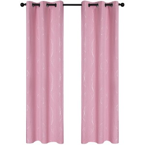Deconovo Wave Line with Dots Blackout Curtains, 42-Inch Wide, 2 Panels - 1 of 4