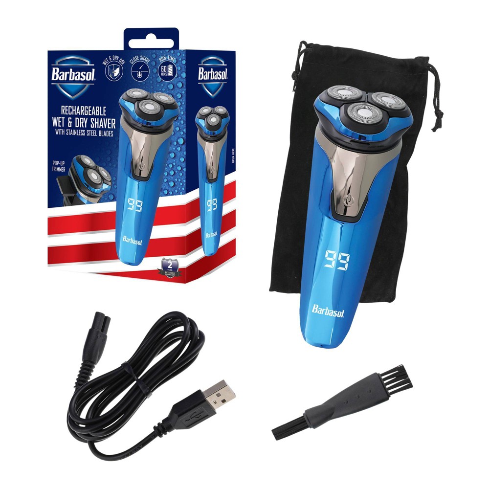 Photos - Hair Clipper Barbasol LCD Display Wet and Dry 3 Head Rechargeable Rotary Shaver with Pop Up Trimmer - 2ct 