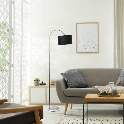Creekwood Home Vista 66" Modern Arched Brushed Nickel Floor Lamp