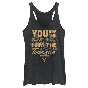 Women's Yellowstone Beth Dutton Trailer Park I Am The Tornado Racerback Tank Top - 1 of 4