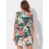 Allegra K Women's Button Front Floral Print Split Neck 3/4 Sleeves Mini Dresses - 4 of 4