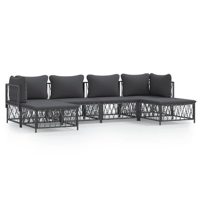 vidaXL 6 Piece Patio Lounge Set with Cushions Anthracite Steel - 2x corner 2x middle 2x footrest