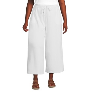 Lands' End Women's Sport Knit Pull On Drawstring Wide Leg Crop Pants - 1 of 4