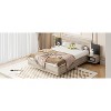 Okak Queen Floating Platform Bed Frame with Bedside Nightstand Bed with LED Strong Wood Slats No Springs Required Easy to Assemble, Natural - 3 of 4
