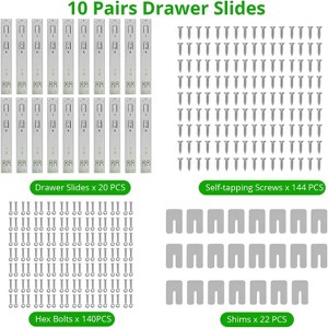 100LB Capacity Heavy Duty Cabinet Drawer Slides Rails, Ball Bearing Full Extension Side Mount Rails for Dresser, Kitchen - 1 of 4