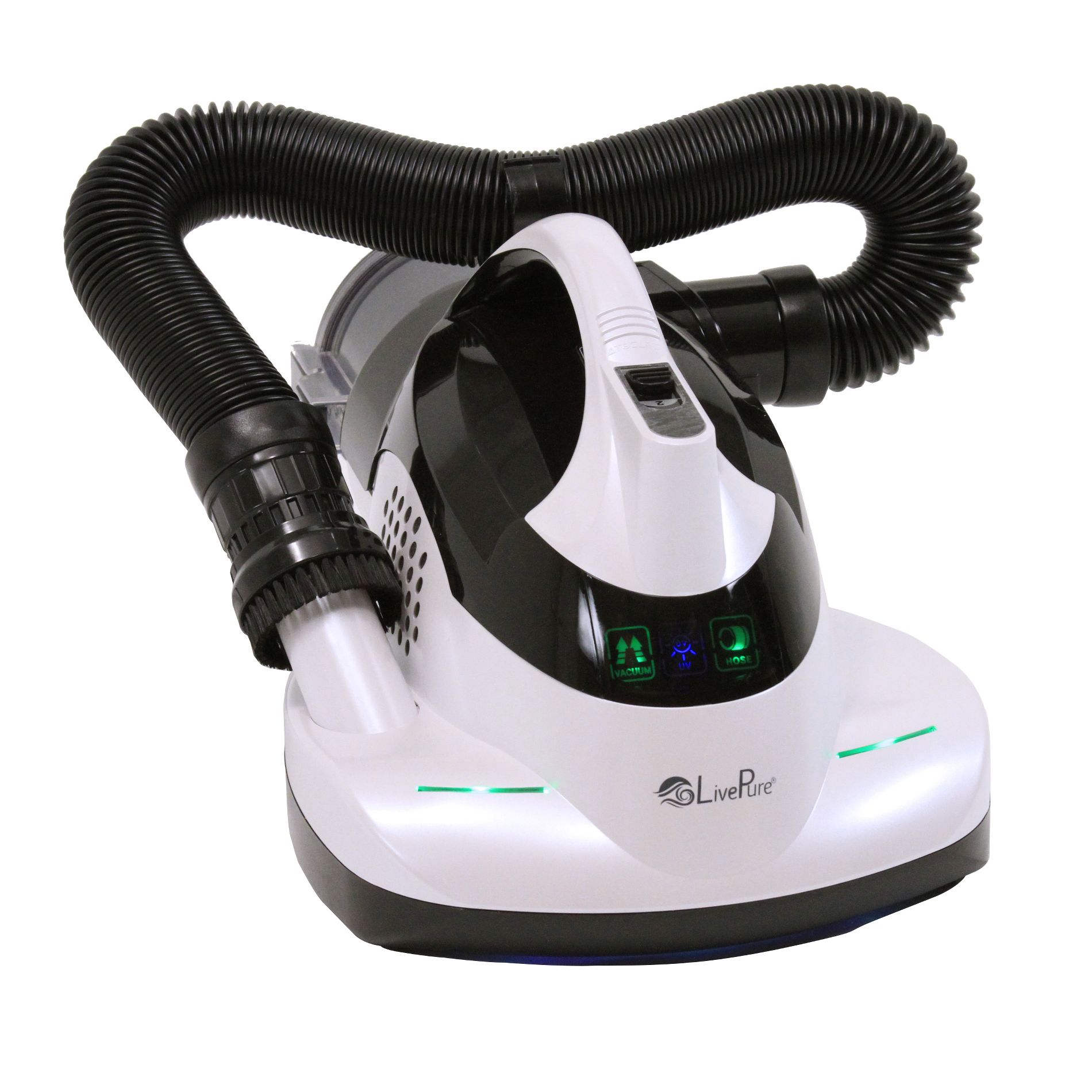 LivePure Ultramite Handheld UV Vacuum Cleaner. UVC Light, Dual Motor Brush, and Anti-Allergen Filter to Capture Dust Mites, Bacteria, Viruses.