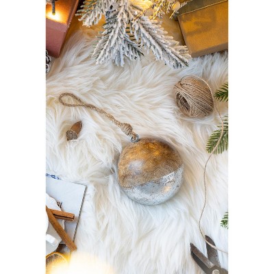 YOOCOZZ Trendy Household Christmas Holiday Decoration 4 Set, 4" Xmas Tree Ornaments Ball,  Brown Wood Xmas Decorative Hanging Ball