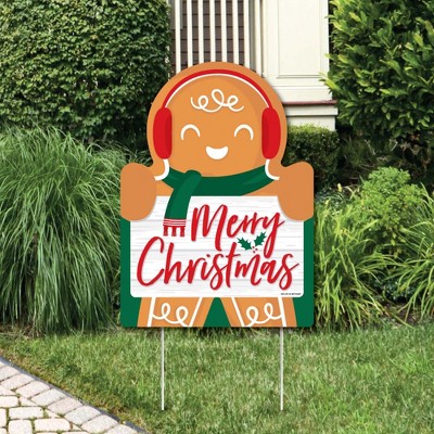 Big Dot of Happiness Gingerbread Christmas - Party Decorations - Gingerbread Man Holiday Party Welcome Yard Sign