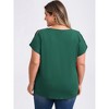 GRACE & GRANDEUR Women's Plus Size Front Pleated V Neck Slit Sleeve Cold Shoulder Summer Blouses - 3 of 4