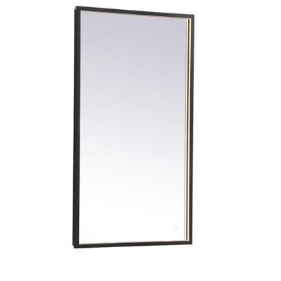 Elegant Black Aluminum Rectangular LED Mirror with Adjustable Color Temperature
