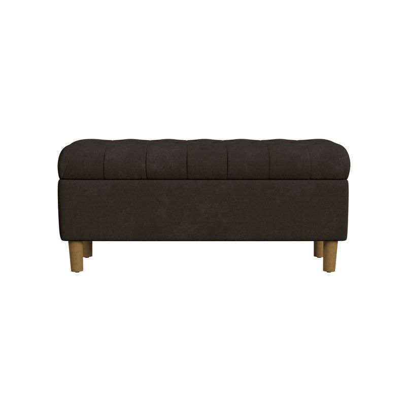 Button Tufted Storage Bench with Cone Wood Legs - HomePop, 1 of 10