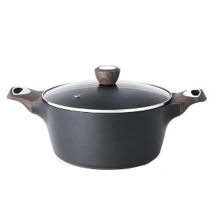 Itopfox Nonstick Stock Pot with Lid, Healthy Soup & Pasta Pot, Large Deep Cooking Pot for Stews & Sauces, Induction Compatible, PFOA PFOS Free, Black - 1 of 4