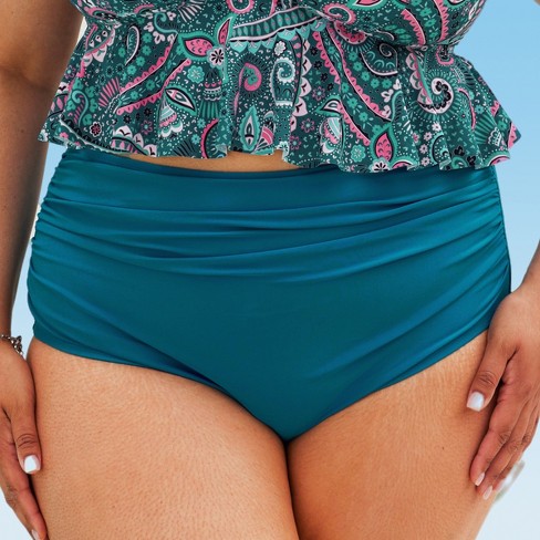 Women s Plus Size High Waist Bikini Bottom Cupshe 00 blue Target