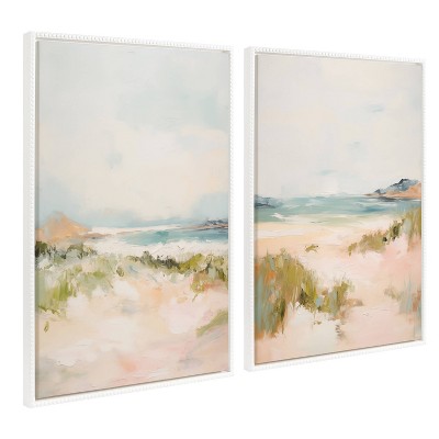 Tranquil Coastal Landscape Abstract Canvas Wall Art Set