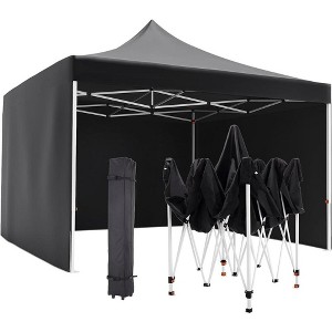 Portable Outdoor Tent,10 x 10 ft, Instant Pop Up Canopy Tent, Pointed Tent with Coated, Waterproof Windproof UV Proof Tent, with Hand Bag, Black - 1 of 4