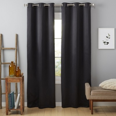Seville Black Polyester Blackout Grommet Curtain Panel Pair