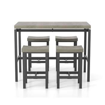 5pc Kaystone Curved Seats Counter Dining Table Set Gray/Black - HOMES: Inside + Out