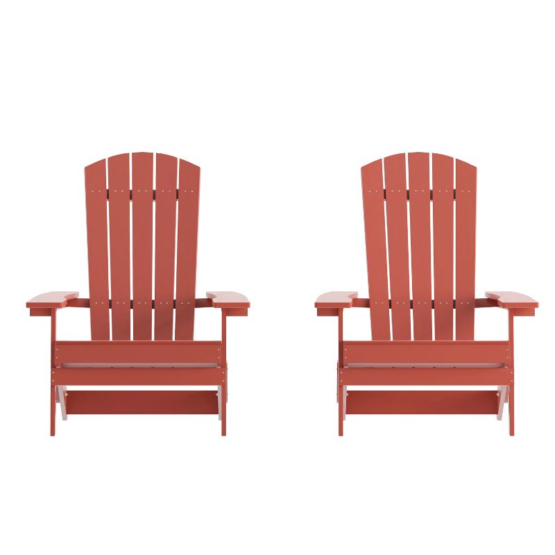 Flash Furniture Set of 2 Charlestown All-Weather Poly Resin Folding Adirondack Chair, 1 of 14