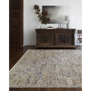 Hauteloom Margaret Damask Brown Washable Area Rug - 1 of 4