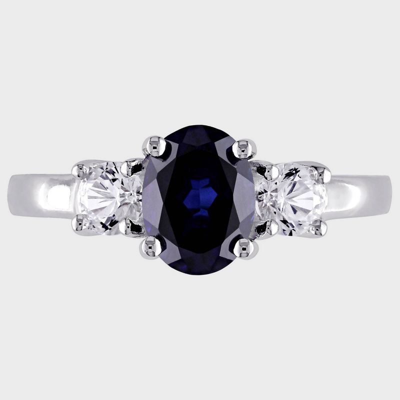 Created Blue and White Sapphire Ring, 3 of 7