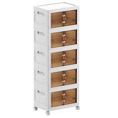 Musment Stackable Storage Bins with Lid, Closet Organizer and Storage Drawer, Collapsible Storage Box with Wheels for Living Room,Office,Dorm