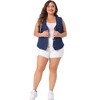 Agnes Orinda Women's Plus Size V Neck Button Down Sleeveless Utility Jean Denim Vests - 3 of 4