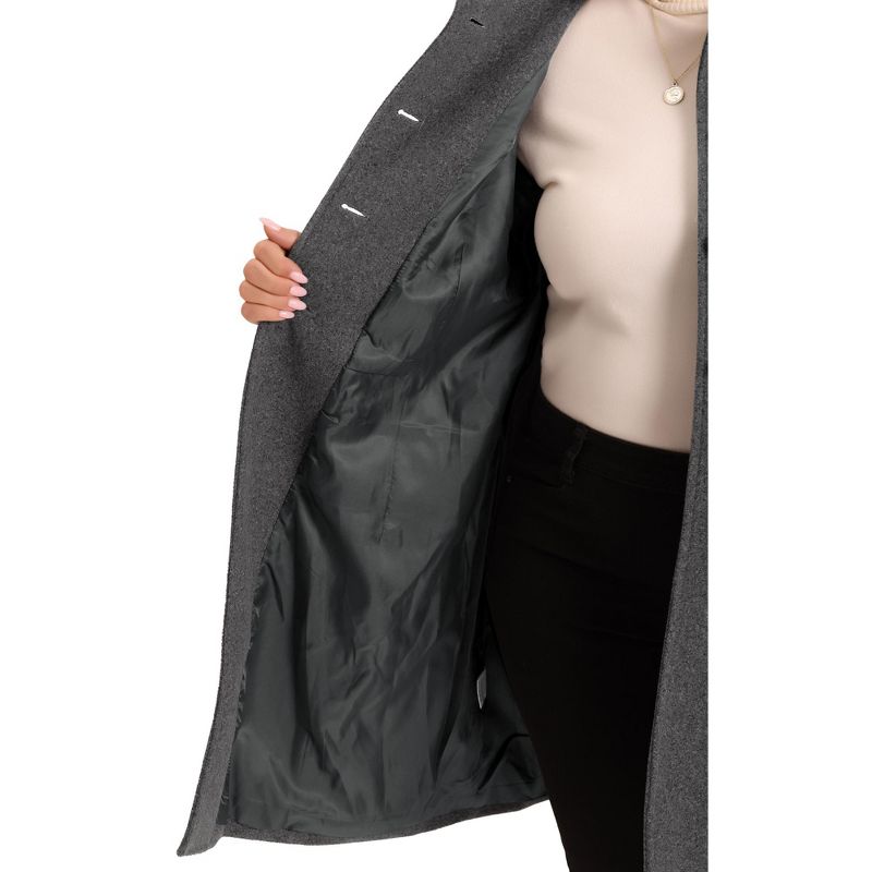 Agnes Orinda Women's Plus Size Single Breasted Long Sleeve Fleece Warm Overcoats, 5 of 6