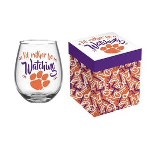 Clemson University, 17oz Boxed Stemless Glass - 1 of 3
