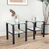 KTMBDW Set of 2 Rectangular Tempered Glass Coffee Table, Modern 2-Tier Center Tea Tables for Small Space, Apartment, Office - 4 of 4