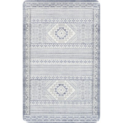 Nuloom Bordered Southwestern 2x3 Comfort Indoor Mat for Living Room Bedroom Dining Room Kitchen, Blue