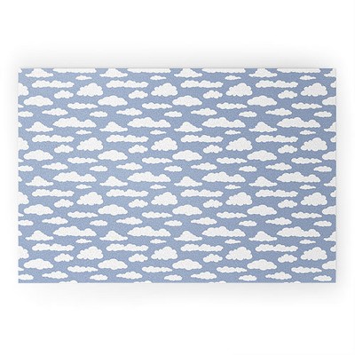 retrografika Sunny Summer Sky White Cartoon 36" x 24" Welcome Mat - Society6