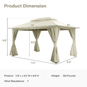 YARDGRACE Semi-Permanent Patio Gazebo 10'x13' with Expansion Bolts, Outdoor Heavy Duty Party Tent with Double Roofs - 1 of 4