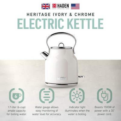 Ivory Stainless Steel 1.8 qt Electric Kettle with Comfort Grip