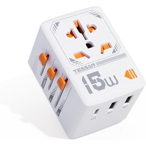 Universal Travel Adapter Worldwide, International Plug Adaptor with 1 USB-C & 2 USB-A Ports, Power Adapter for UK EU US JP CN VN TH IT (Type C/G/A/I) - 1 of 4