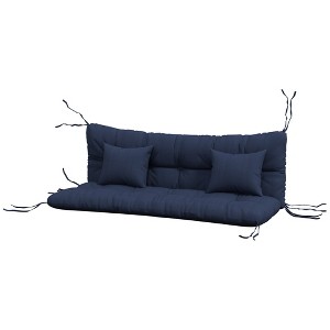 Aghana Digitals 4-Piece Navy Blue Outdoor Bench Cushion Set: 59" Tufted Seat & Back Pads with 2 - 1 of 4