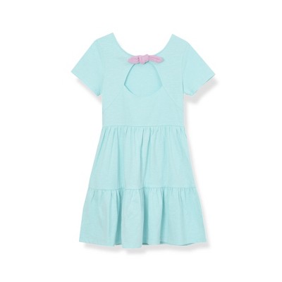 Lands' End Kids Short Sleeve Slub Jersey Tiered Dress