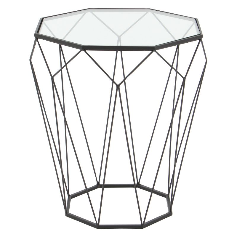 Metal and Glass Octagonal Side Table Dark Gray - Olivia & May, 3 of 6