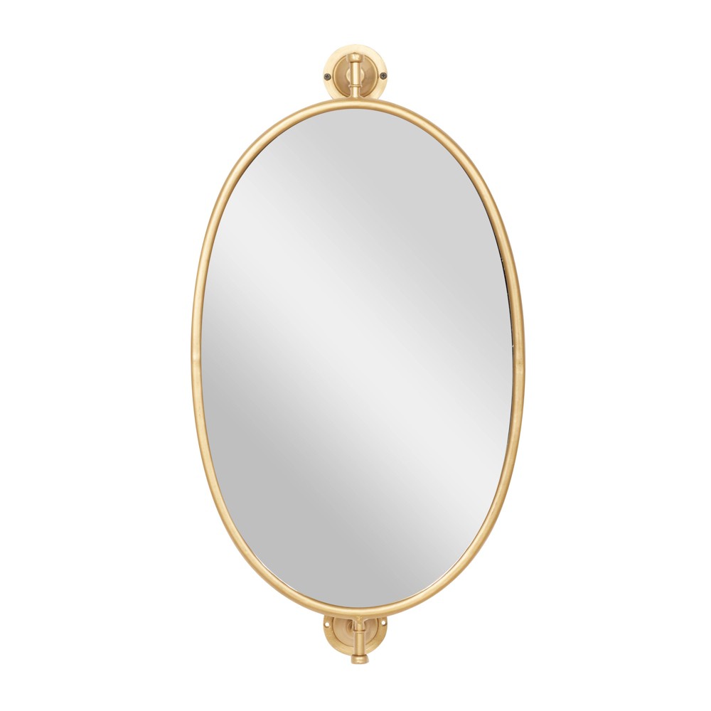 Photos - Wall Mirror Industrial Wood Oval Shaped  Gold - Olivia & May