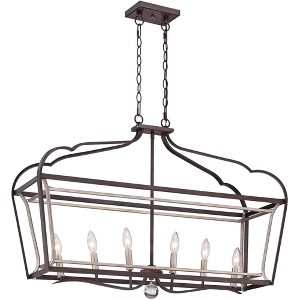 Minka Lavery Dark Rubbed Aged Silver Linear Pendant Chandelier 36" Wide Industrial 6-Light Fixture for Kitchen Island Dining Room - 1 of 2