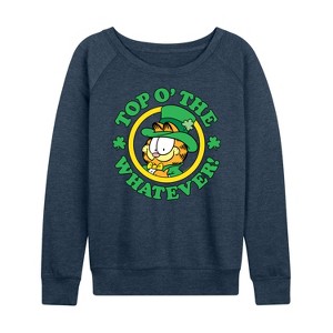 Women's - Garfield - Top O The Whatever Lightweight French Terry Wide Neck Long Sleeve Shirt - 1 of 4