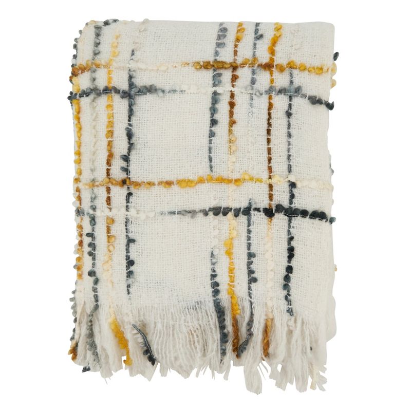 Saro Lifestyle Cozy Crosshatch Knit Fringed Throw, Multicolored, 50"x60", 1 of 4