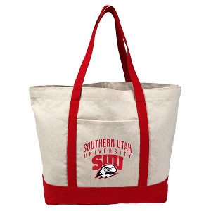 Southern Utah University Thunderbirds Primary Logo Canvas Tote Bag With External Pocket, Reusable Shoulder Bag for Shopping, School, Beach, Red - 1 of 4