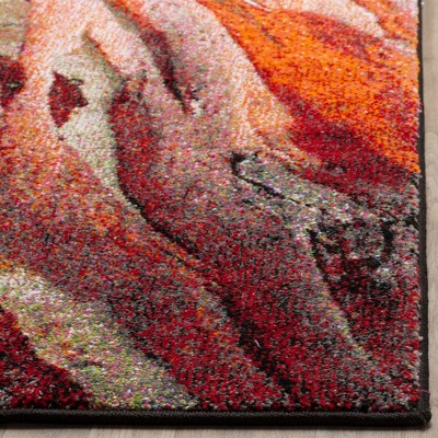 Glacier Red Abstract Square Synthetic Area Rug