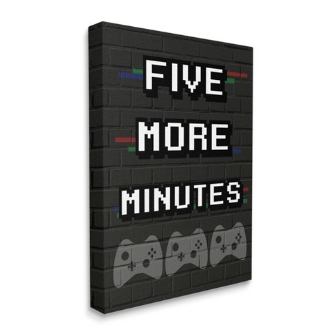 Stupell Industries Five More Minutes Video Game Phrase Retro Bricks Gallery  Wrapped Canvas Wall Art, 30 x 40