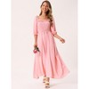 INSPIRE CHIC Women's Summer Casual Puff Half Sleeve Square Neck Smocked Flowy with Pockets Maxi Dress - 3 of 4